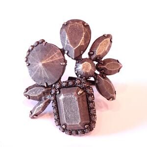 Joomi Lim Women's Brass Petal Pyramid Geo Oversized Statement Ring Sz 8
